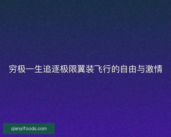 穷极一生追逐极限翼装飞行的自由与激情